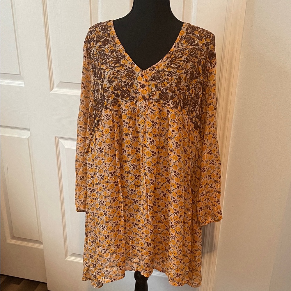 Zara babydoll dress with silver threading Large